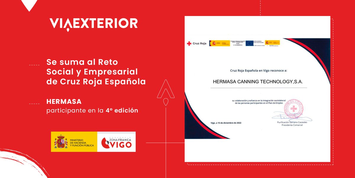 via_exterior's tweet photo. Muy a favor de la igualdad de oportunidades! Celebramos la adhesión de #Hermasa Canning Technology al Reto Social Empresarial de @CruzRojaEsp   para contribuir a la inserción laboral de personas de su Plan de Empleo 👏🏻👏🏻 https://t.co/m8xxQCObh7