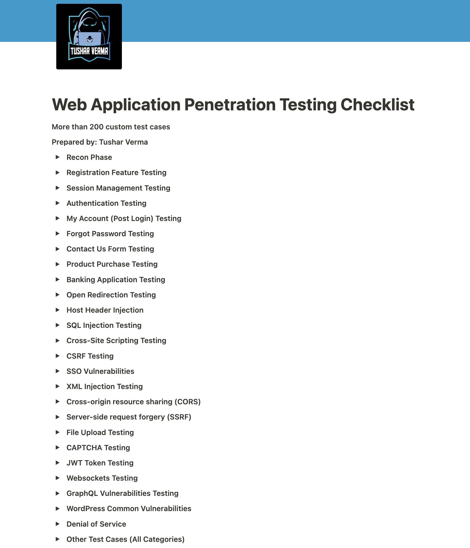 The Complete Checklist to Web App Pentest - Blog by CyberNX