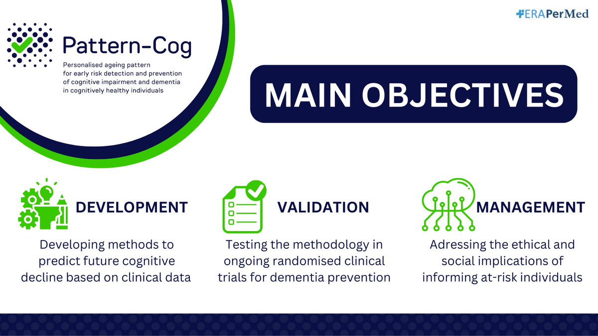 PatternCog's tweet image. Funded by @ERANET_PerMed, @PatternCog stands for “Personalised aging pattern for early risk detection and prevention of cognitive impairment and dementia in cognitively healthy individuals”.