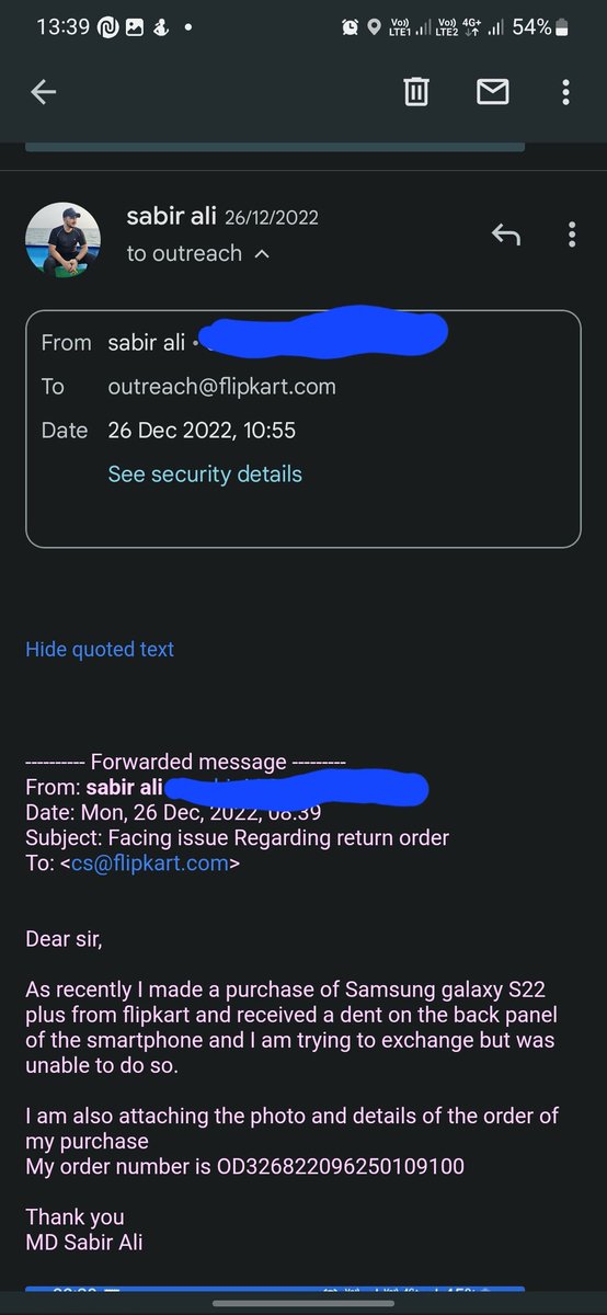 csabir44's tweet photo. Last month i made a purchase and found some issue in mobile and I mailed regarding that on outreach@flipkart.com and cs@flipkart.com
And didn't got any reply on the email is this the service. #FlipkartAtYourService https://t.co/dsxD4cmhVA