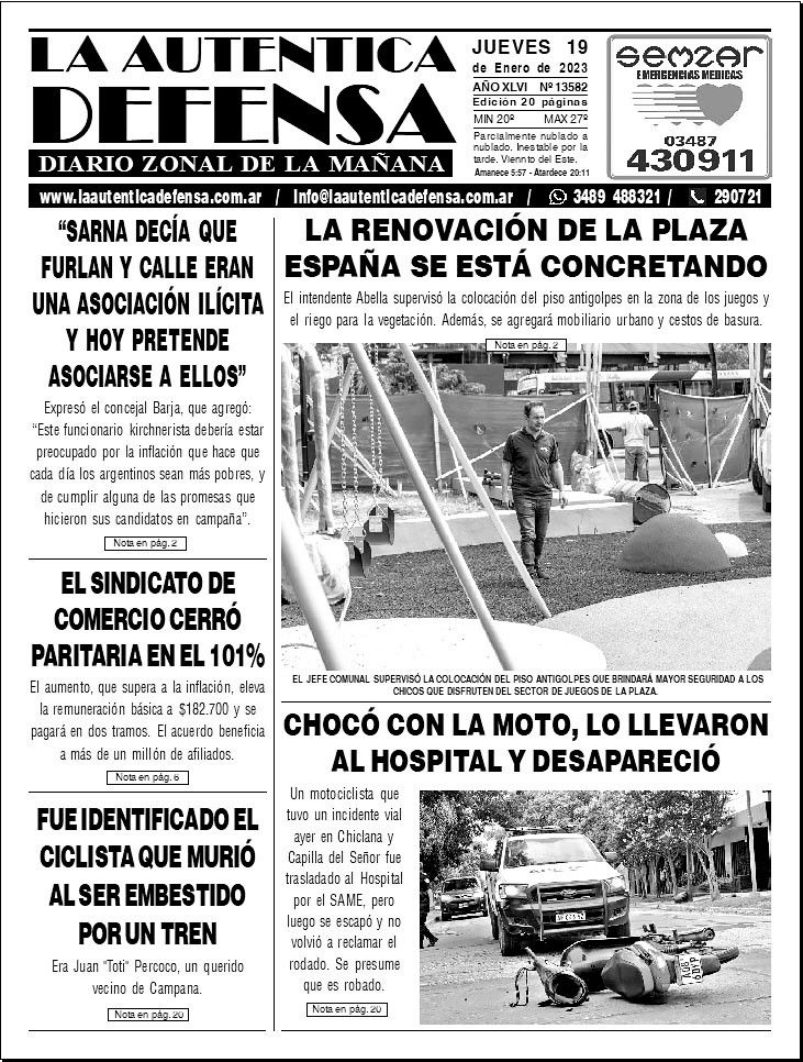 LADdigital's tweet photo. 📄 Tapa de papel, diario #LaAuténticaDefensa del Jueves 19 de Enero de 2023 #Titulares #TapaDelDia https://t.co/WZfBYoC73k