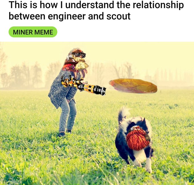 Las night on Twitch: I started my Scout arc in Deep Rock Galactic!!  and took this meme a lil too literally