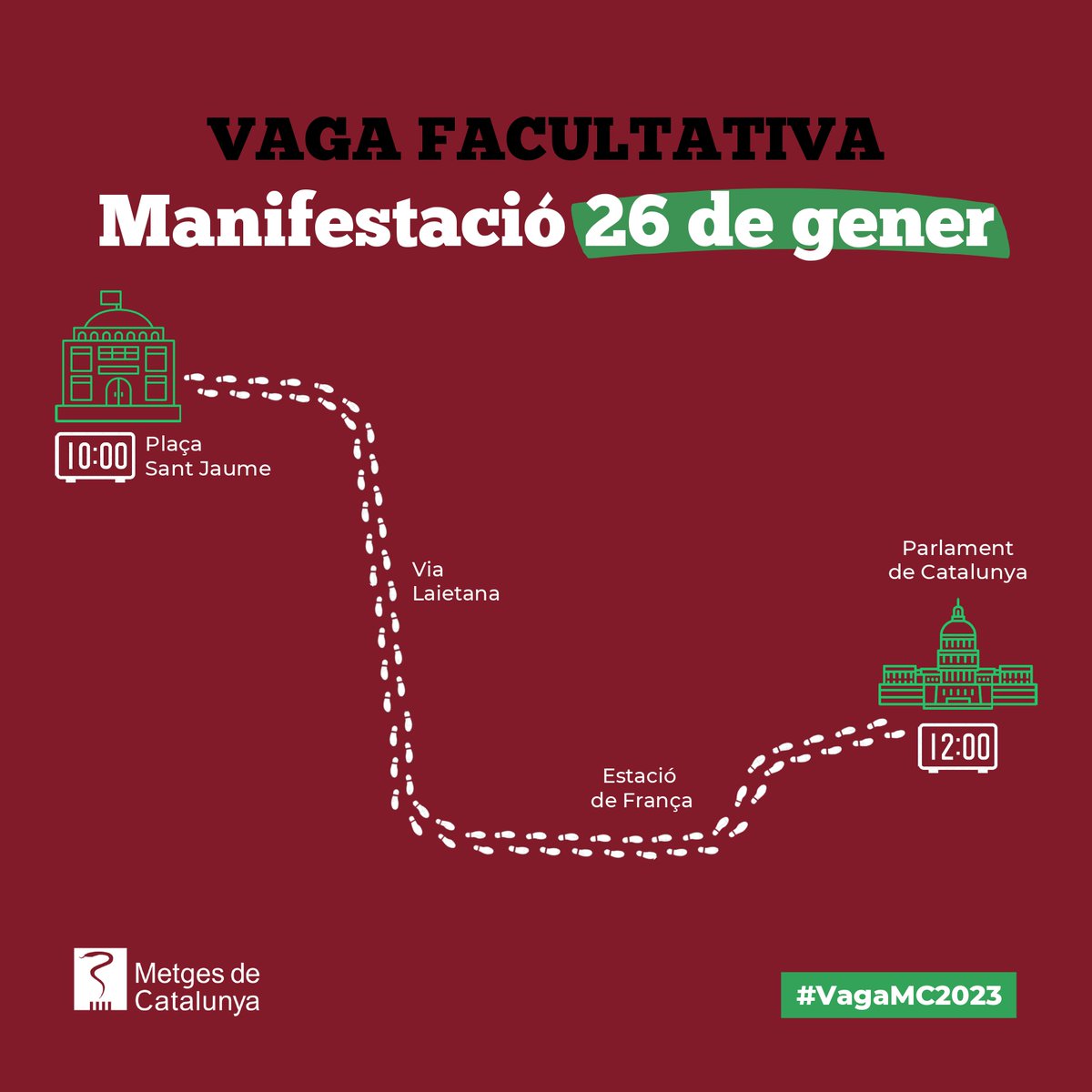 Vols conèixer el recorregut de les manifestacions del 25 i 26 de gener? 👇 #VagaMC2023