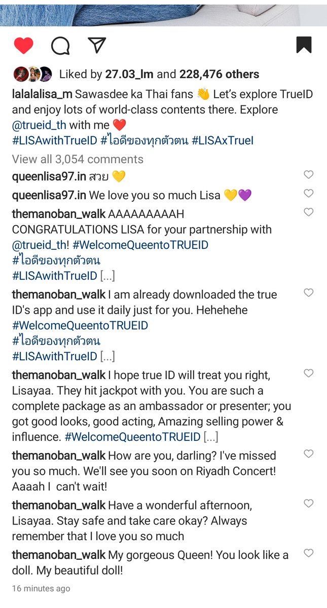 TheManoban_Walk's tweet photo. 🚨LILIES! #LISA POSTED her partnership with TrueID_TH on IG!!
GO CONGRATULATE HER!😍 Use our true ID's tag too please!
🔗https://t.co/XGhyutm8jY
#WelcomeQueentoTRUEID
#ไอดีของทุกตัวตน
#LISAwithTrueID
#LISAxTrueID https://t.co/PROi7qNHQR