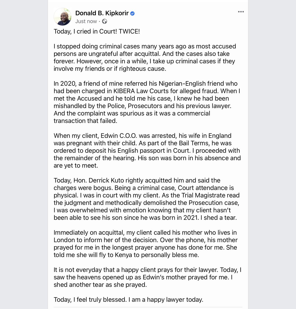 TODAY, I SHED TEARS IN COURT! TWICE!