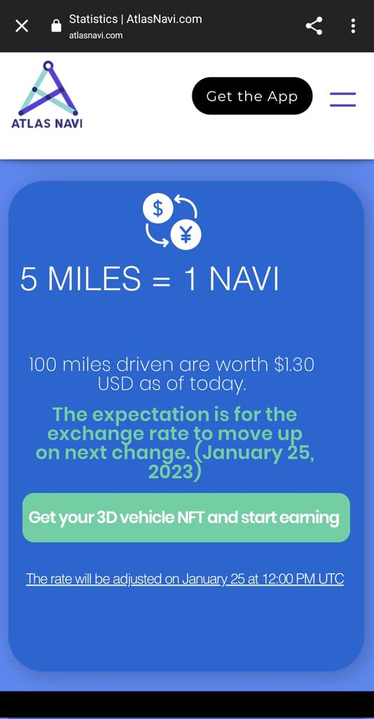 ReaiHat's tweet image. #ai #machinelearning #navigationapp @AtlasNavi project already made $50k payments to #drivers that own AtlasNavi #nft #car in the app.
Future is bright for $NAVI
Wish you all safe roads and lots of $MILE s!
