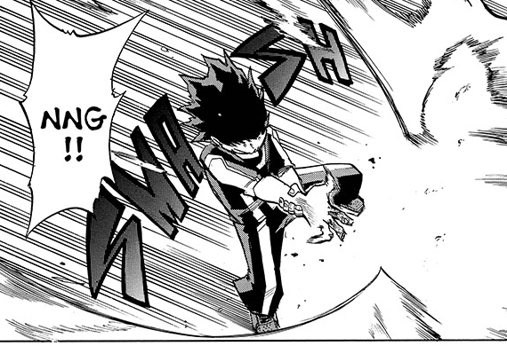 Finally a change! The screens and added screentone on Deku's uniform. 