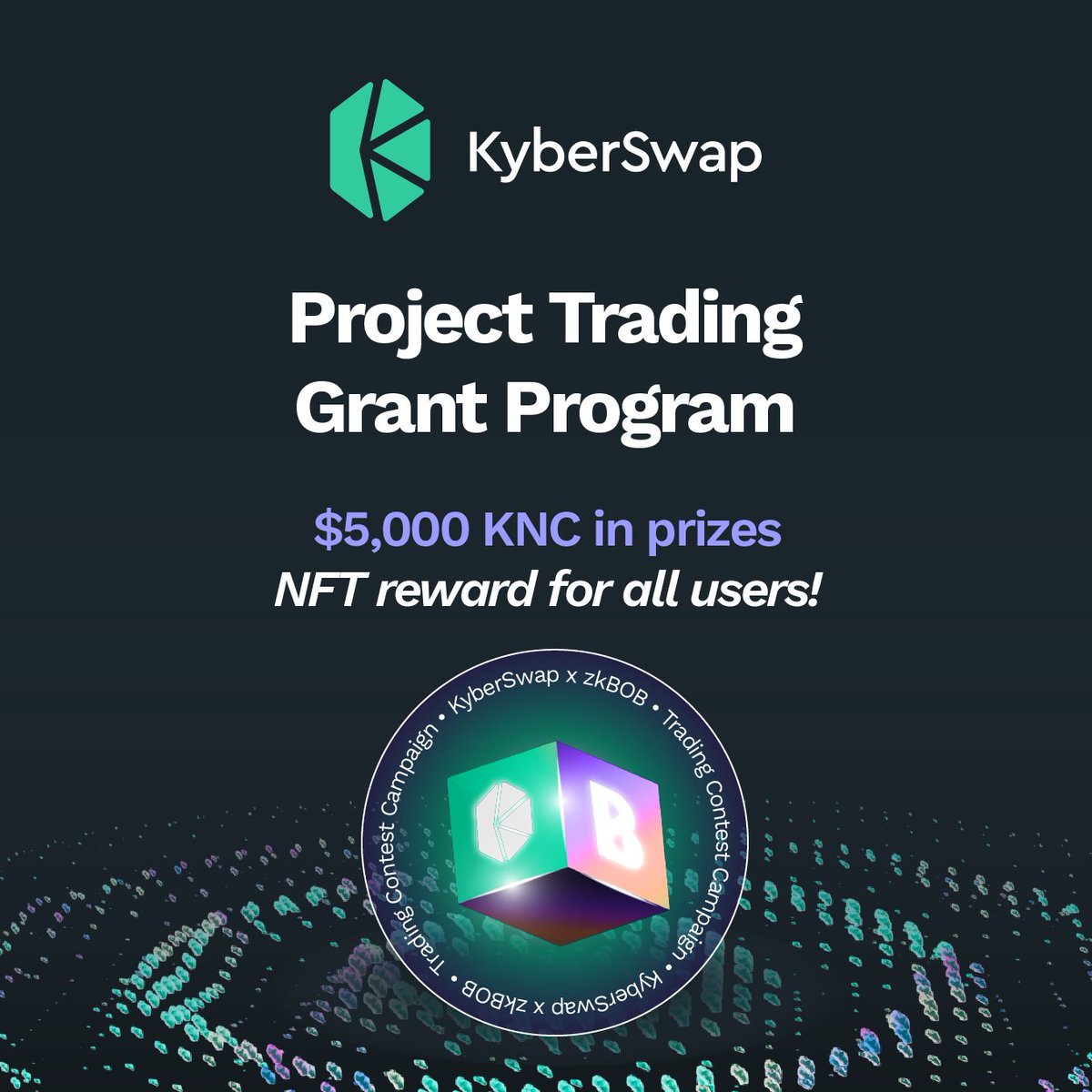 Over 1000 #KyberSwappers have traded @zkBob_ $BOB !💯 
Have you? 

Remember, all KyberSwap users whose wallet address are present on the zkBOB Trading Leaderboard for the duration of the contest will be eligible for the NFT reward!

More details👇
