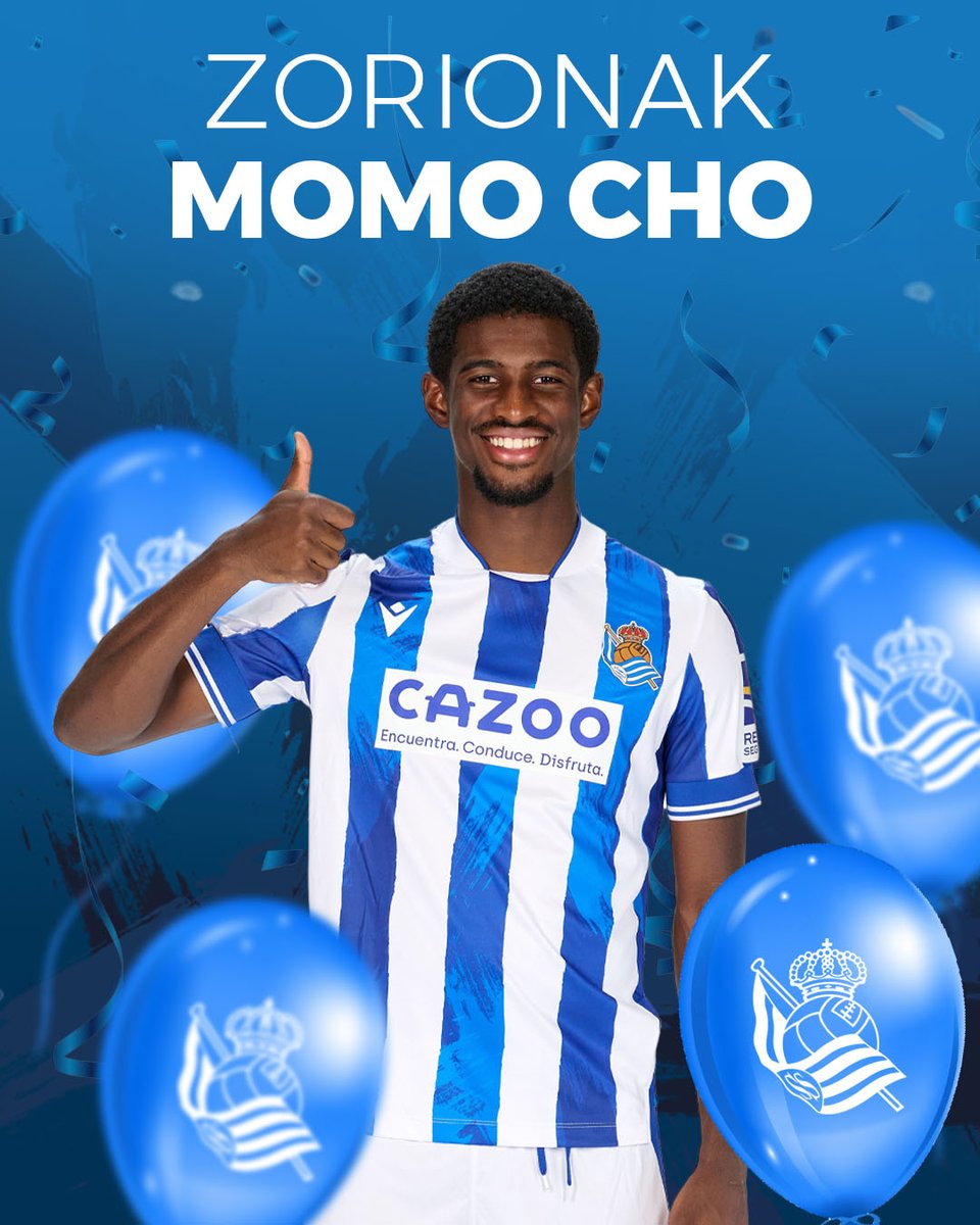 RealSociedad's tweet photo. 🎂 ¡Hoy es el cumpleaños de @MohamedAliCho1!

🎂 Zorionak Momo! 🎉

💬 ¡Felicítalo!

#AurreraReala https://t.co/z8hyYJ8bm4