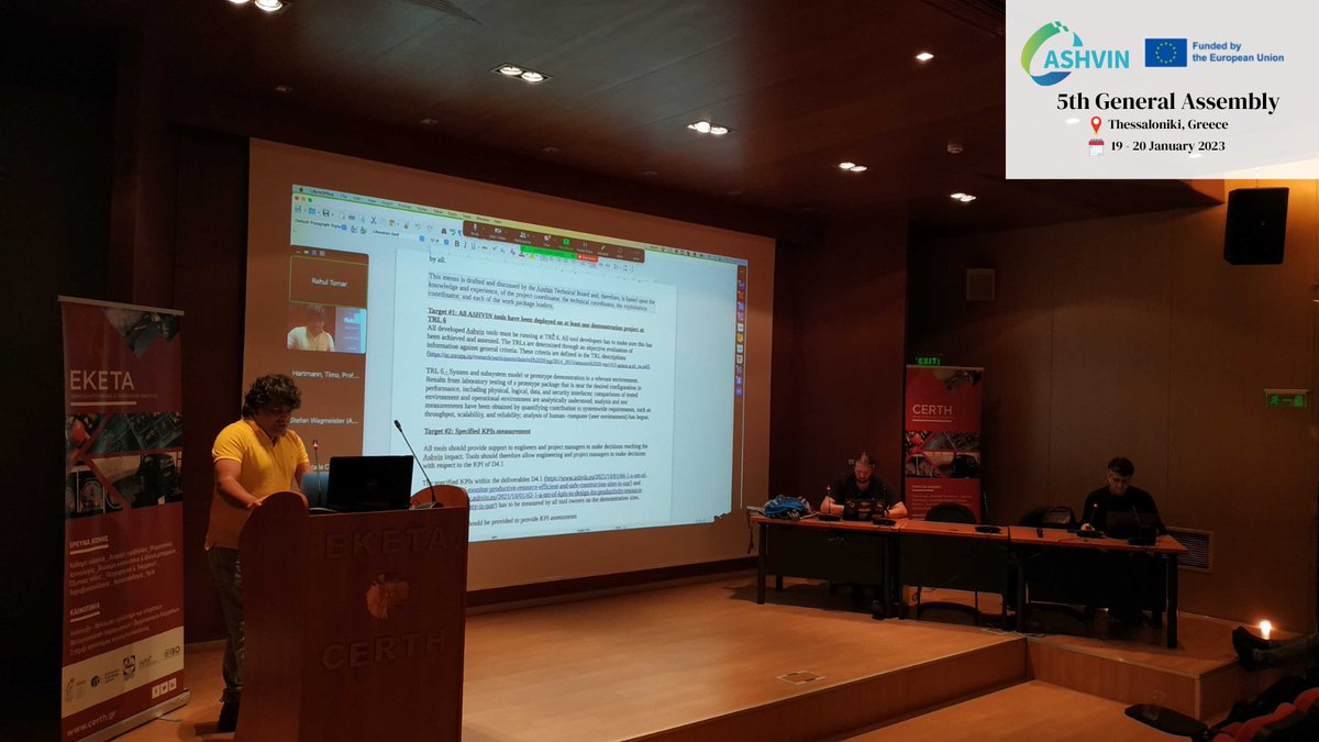 AshvinH2020's tweet image. #RahulTomar is diving into our 3⃣-YEAR strategies.

🗣"More scientific publications, more data collection of #ASHVINDemonstrators , more data protection &amp;amp; a clear exploitation plan to validate our #ASHVINTools outside construction projects."

@CERTHellas  @digitaltwintech