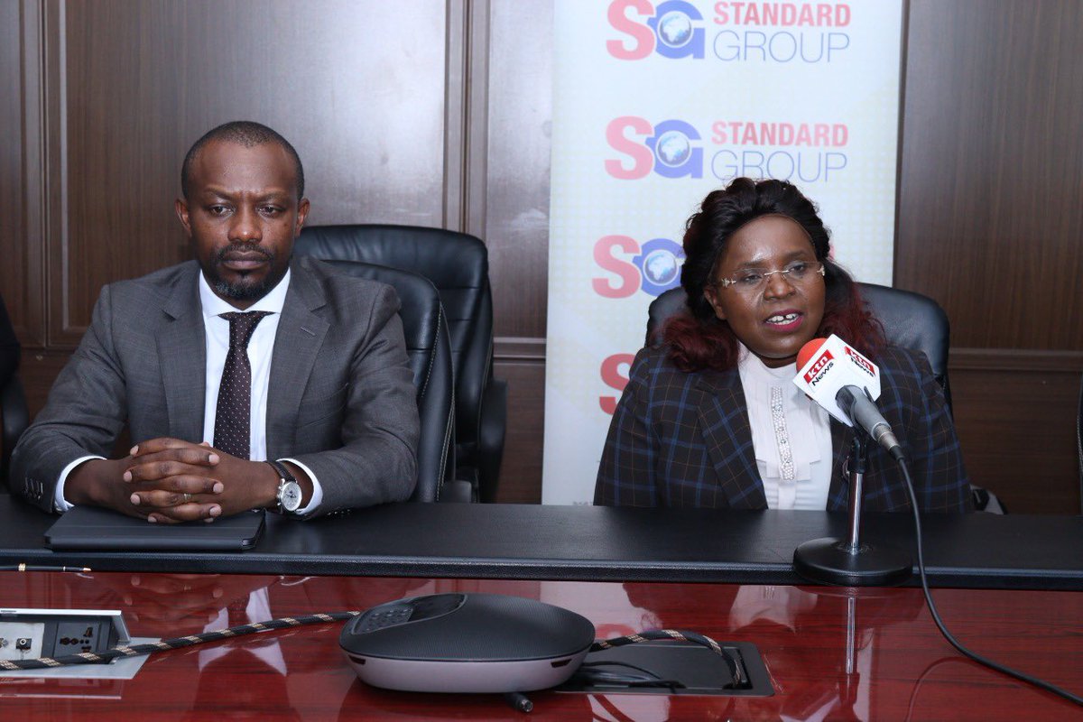 StandardGroupLc's tweet photo. The CS Ministry of Tourism, Wildlife &amp; Culture @peninamalonza paid a courtesy visit to the GCEO Standard Group @OrlandoLyomu at the Standard Group Headquarters earlier today.
The two discussed areas of partnership to enhance the tourism agenda, visibility and selling Brand Kenya. https://t.co/vY06BuwWt7