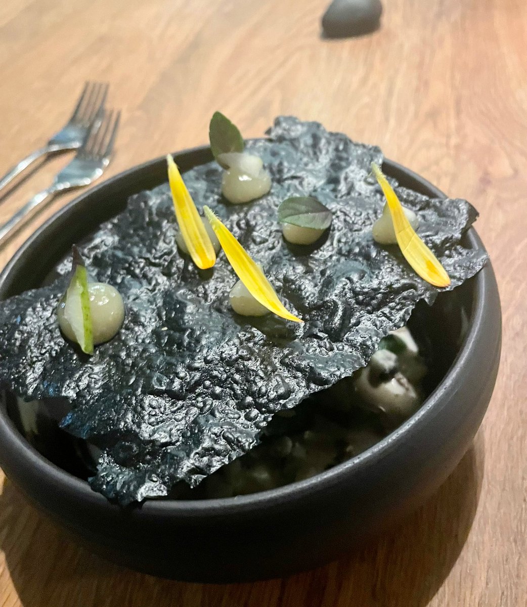 MICHELINgidsBNL's tweet photo. What you don’t see: the beans and blue cheese beneath the burnt leek with hints of pear. Vegetarian cooking at its best!
#Verbene #Koblenz #Deutschland https://t.co/1ezSIuxVDz