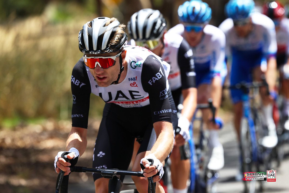 TeamEmiratesUAE's tweet photo. Some strong work from the team today at @tourdownunder 🇦🇺.

Three more stages to go 👊

#UAETeamEmirates #WeAreUAE #TourDownUnder https://t.co/6MYOtFyLH5