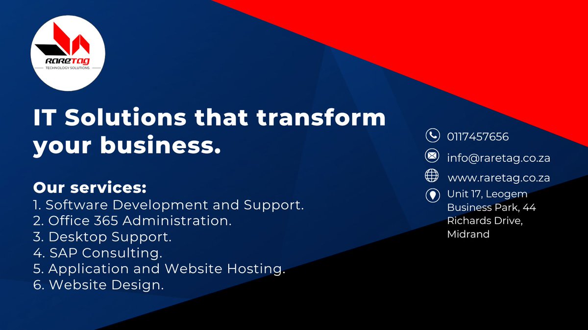 Our mission is to make your business better through technology.

.

.

The services we offer:

#technology #software #softwaredevelopment #service