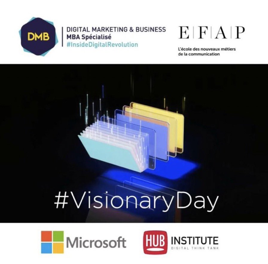 Le  #VisionaryDay c’est aujourd’hui ! 

Une journée de web conférences exclusivement dédiée à nous, les étudiants du @MBADMB, en compagnie de 22 intervenants, 7 auteur.e.s et 5 alumni ! ✨

Une journée qui s’annonce riche en tweets 🚀

@VincentMontet @ArnaultChatel @wtaranoff