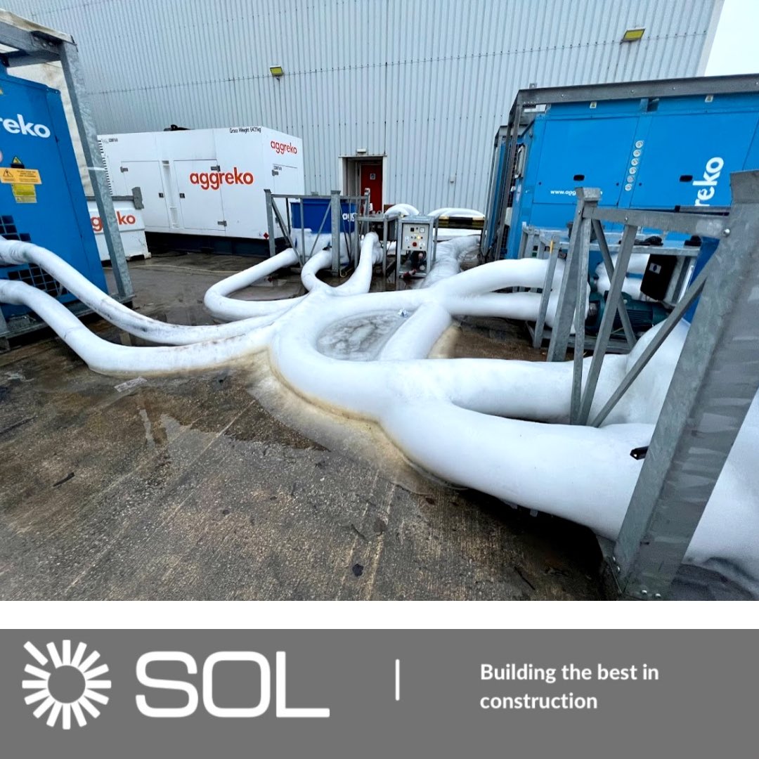 SolServices7's tweet photo. The temperature has dropped again this week, but it’s even colder at our site in Manchester, -22 degrees to be precise. 

#warehouse #chiller #chillerunit #mechanical #electrical #groundworks #civils #commercial #commercialconstruction #cold #freezer #drainage https://t.co/0HxC20N1G8