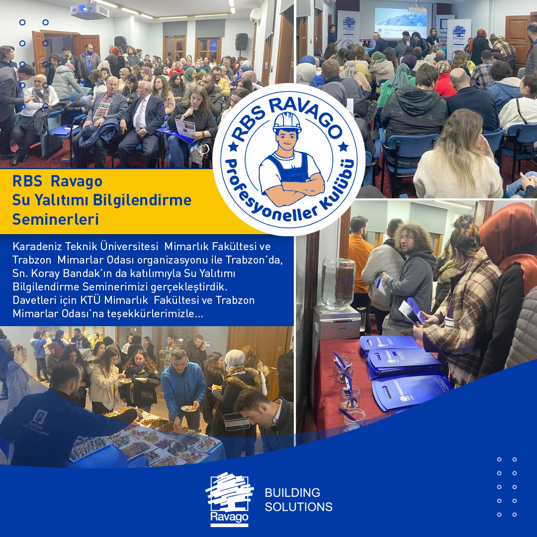 ravagobuilding's tweet photo. Karadeniz Teknik Üniversitesi Mimarlık Fakültesi ve Trabzon Mimarlar Odası organizasyonu ile Trabzon’da, Sn. Koray Bandak’ın da katılımıyla Su Yalıtımı
Bilgilendirme Seminerimizi gerçekleştirdik.
#ravagobinaçözümleri #ravagobuildingsolutions #ravaproof #stoperproof https://t.co/j2MDqJ9zzo