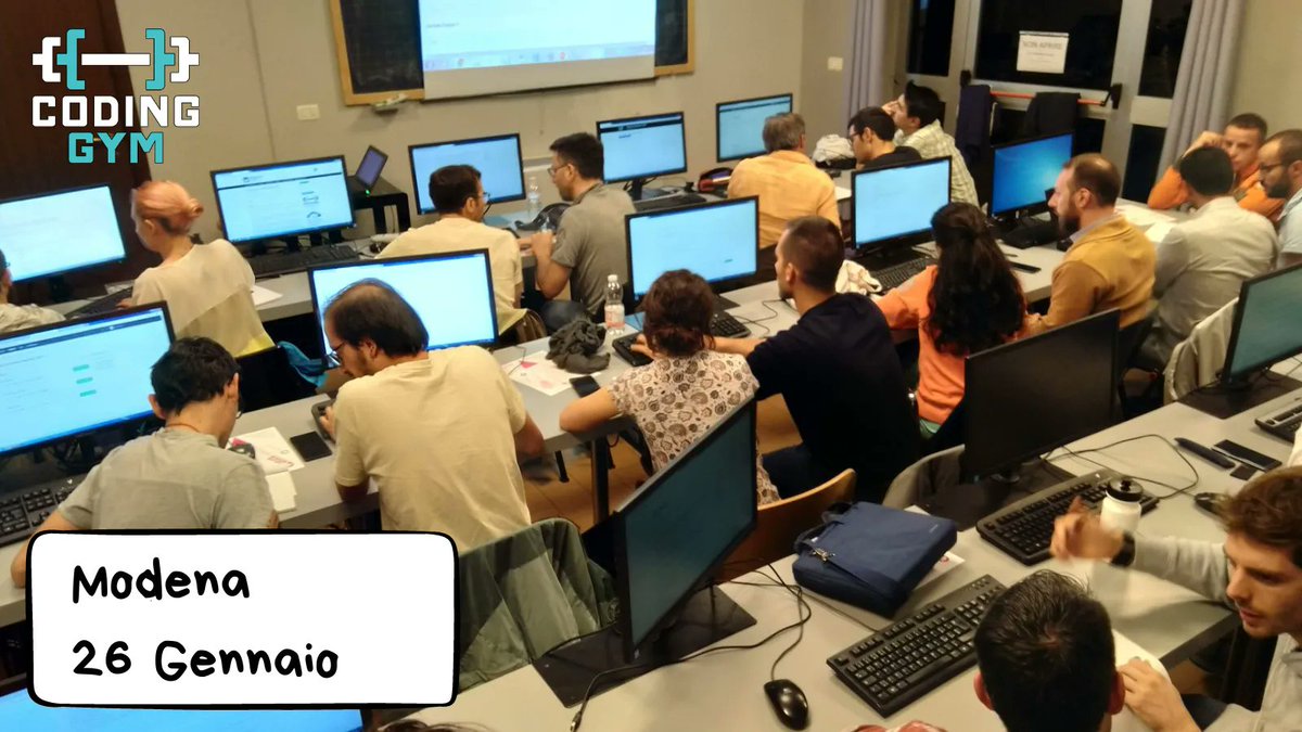 coding_gym's tweet image. 🥳 Riprende Coding Gym Modena! Appuntamento Giovedì 26 Gennaio al MakeIt per allenarci a colpi di algoritmi con la facilitazione di @ilpropheta creatore di Coding Gym.
I PC li forniamo noi, non è una gara, si lavora a coppie.
#codinggym #programming