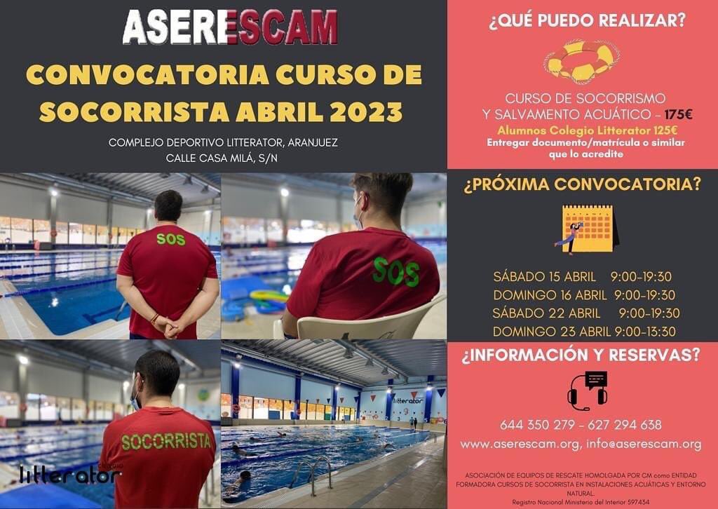 📣Convocatoria 📣

ABRIL 2023

✅ Curso de Socorrismo  y salvamento  acuático 🏊🏻‍♂️ .

NO DEJES ESCAPAR ESTA OPORTUNIDAD  PARA FORMARTE EN LO QUE MÁS TE GUSTA👍🏻‼️

#colegiolitterator 
#litterformaciones