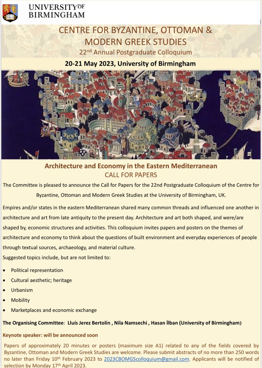 <a href="/CbomgsU/">CBOMGS UoB</a> Postgraduate Colloquium CfP

Abstracts deadline Friday 10th Feb