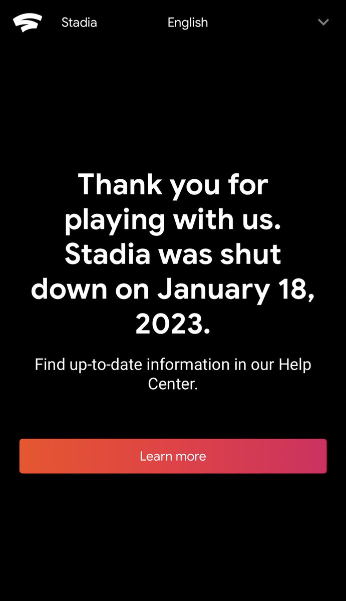 TartanTroot's tweet photo. Goodbye Stadia. It was awesome 3 years. #Stadia https://t.co/iaV4lgfsAm