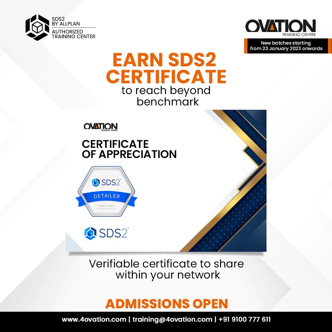 Get trained for SDS/2 at Ovation and join our new batches starting from 23 January 2023.

#sds2 #steeldetailingsoftware #steeldetailing #steelconstruction #architecturalengineering #architecture #modeling