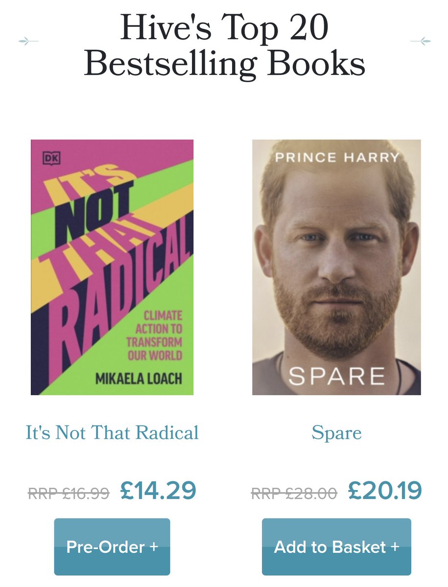 It feels very iconic that my accesible book on climate justice, anti-capitalism, abolition, Black liberation and transforming our world is STILL the #1 Bestseller at Hive for a second week running, above Prince Harry's book!! And this is just from preorders!!! Bring on April!!