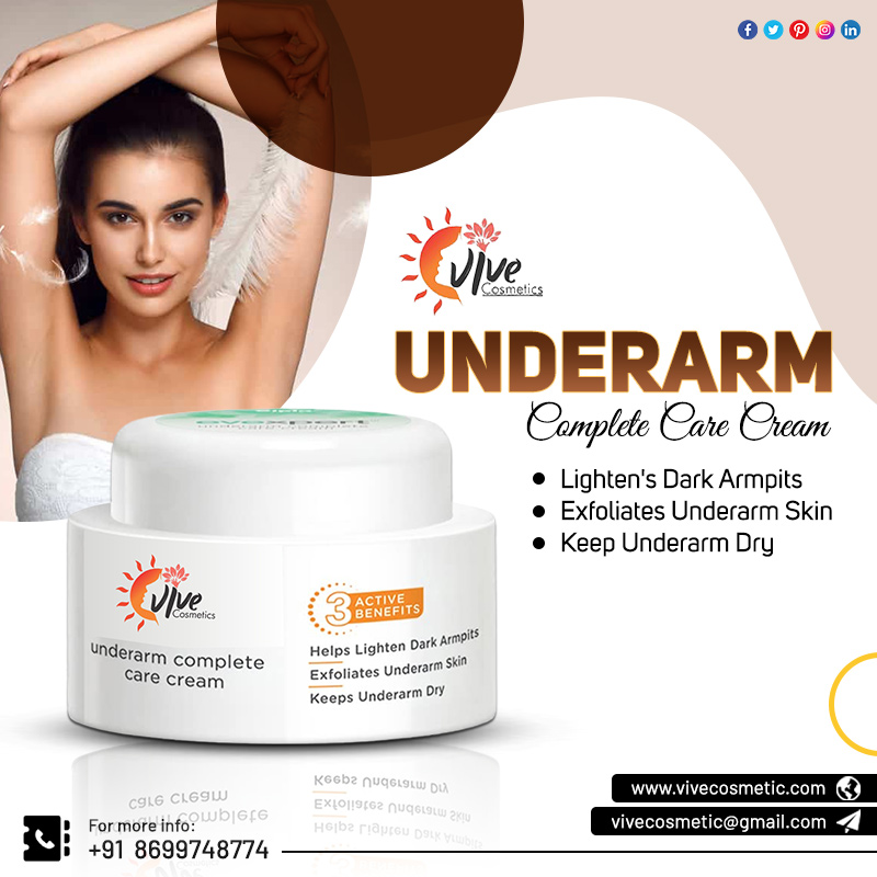 Underarm Complete Care Cream by Vive Cosmetics
#vivesometics #Vive #underarmcream #cream #darkarmpits #underarmskincare #thirdparty #manufacturer #underarmcare #contractmanufacturing #supplier #cosmetics #india