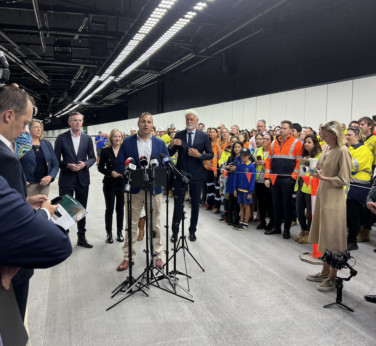 CainSlater1's tweet photo. Wonderful to be invited by Transurban to participate in the momentous ribbon-cutting ceremony of WestConnex M4 &amp; M8 Link with the NSW Premier Dom Perrottet.
Can't wait to use the tunnel and save up to 40 minutes on the journey to and from our Sydney Olympic Park office https://t.co/UcGM99yLJy