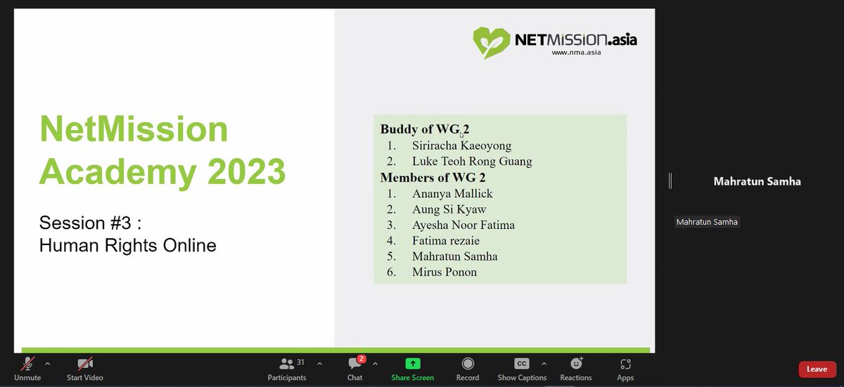 Riad Hasan Badsha (@riadhasanbadsh1) on Twitter photo Fellows 2023 attended the NetMission Academy's Training 3: Human Rights Online.
It was a fantastic training with resources and discussion by brilliant youths, and we are grateful to the <a href="/netmission/">NetMission.Asia</a> Academy.
#NetMission
#YouthIGFBangladesh
#YouthIGF Fellows 2023 attended the NetMission Academy's Training 3: Human Rights Online.
It was a fantastic training with resources and discussion by brilliant youths, and we are grateful to the <a href="/netmission/">NetMission.Asia</a> Academy.
#NetMission
#YouthIGFBangladesh
#YouthIGF