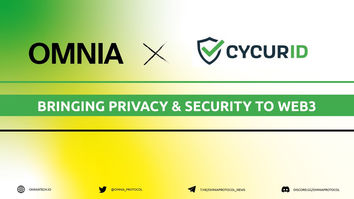 We are happy to be working with <a href="/CycurId/">CycurID</a> 💪
OMNIA is providing additional #privacy to a user’s transactions on the #blockchain and adding an extra layer to <a href="/CycurID/">CycurID</a>’s KYC and AML processes with real-time prevention tools.
To a private &amp; secure #web3 🔥

news.cycurid.com/cycurid-omnia-…