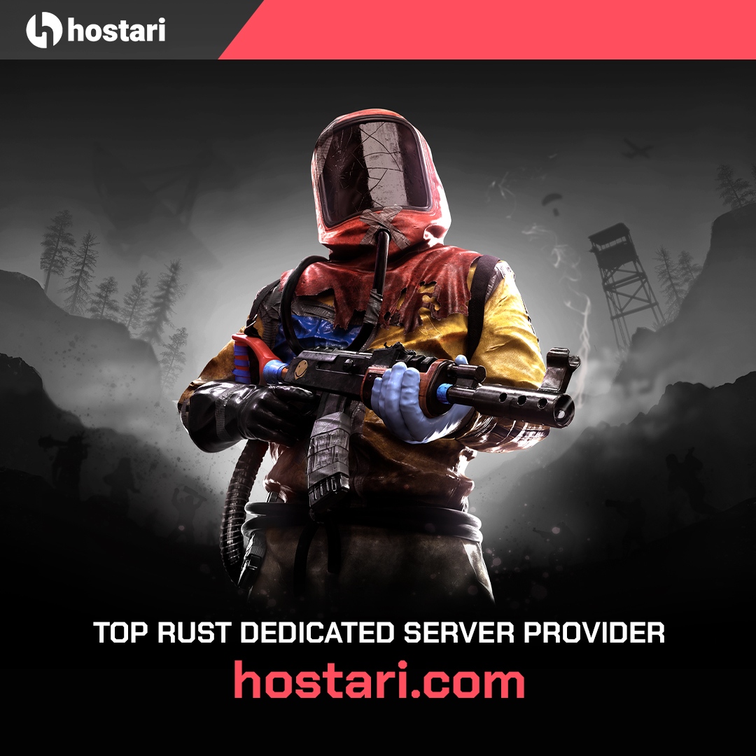 HostariOfficial's tweet photo. Fight each other with craftable guns, melee, and bow until only you survive in the harsh world of #Rust. 

You and your friends will surely enjoy this with our high-end dedicated server! 

Try it now for FREE https://t.co/IwGbsgNORt

#freededicatedserver #pcgaming #gamer https://t.co/ZU8kJ344MM