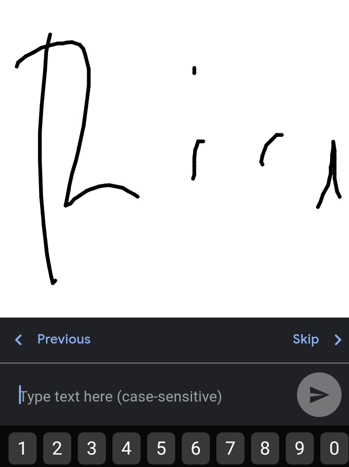 KiambatiMaxwel's tweet photo. Day 1 (Handwriting recognition)
Time 10min + 3min
#16DaysofCrowdsource #10MinutesDailyChallenge
#GoogleCrowdsource
Today I did some handwriting recognition, some writings were challenging ...like this one 😃 who can guess what it is? ...had to skip though https://t.co/Ao2X8bjJhy