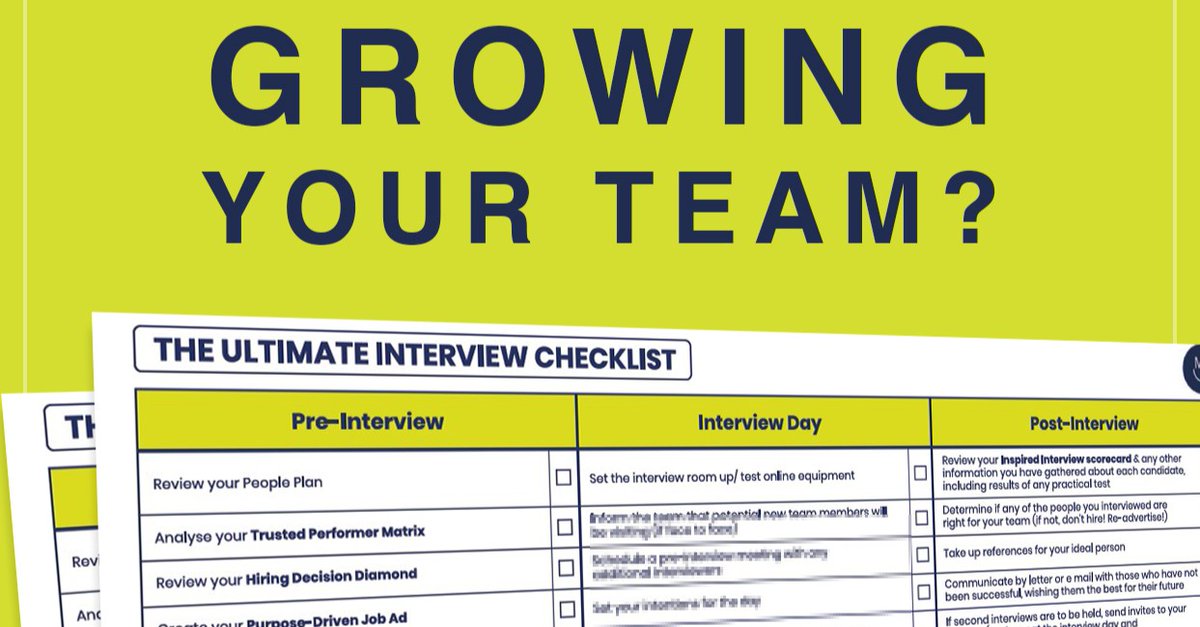 Planning on #hiring this year?  You'll LOVE this!
Our Ultimate Interview Checklist has each and every task you'll need to remember, before the interview, on the day, &amp; afterwards. 
Download it today for free:
scalereadysystems.com/optin166808726… 
#recruitment #interviews #HR