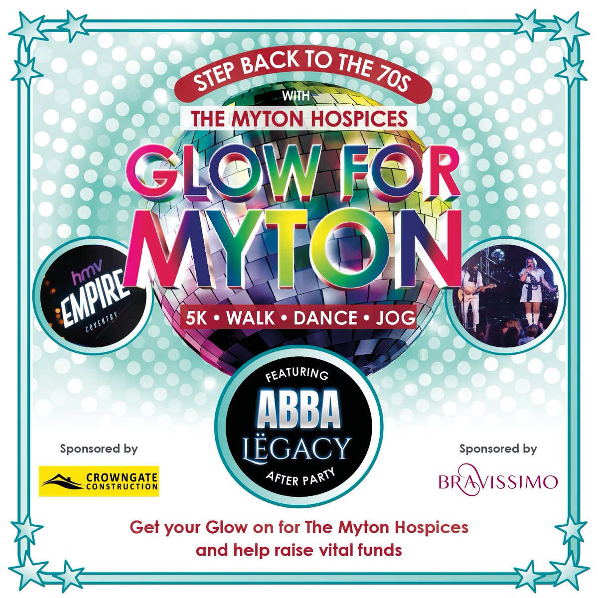 MytonHospices's tweet image. 🌟 GLOW FOR MYTON RETURNS WITH A BRAND NEW THEME 🌟

Step back into the 70s and get your Glow on for Myton as our ever-popular event has a new venue and a shiny new look!

Kindly sponsored by @CrowngateBuild  &amp;amp; Bravissimo ❤

Sign up today at mytonhospice.org/glow