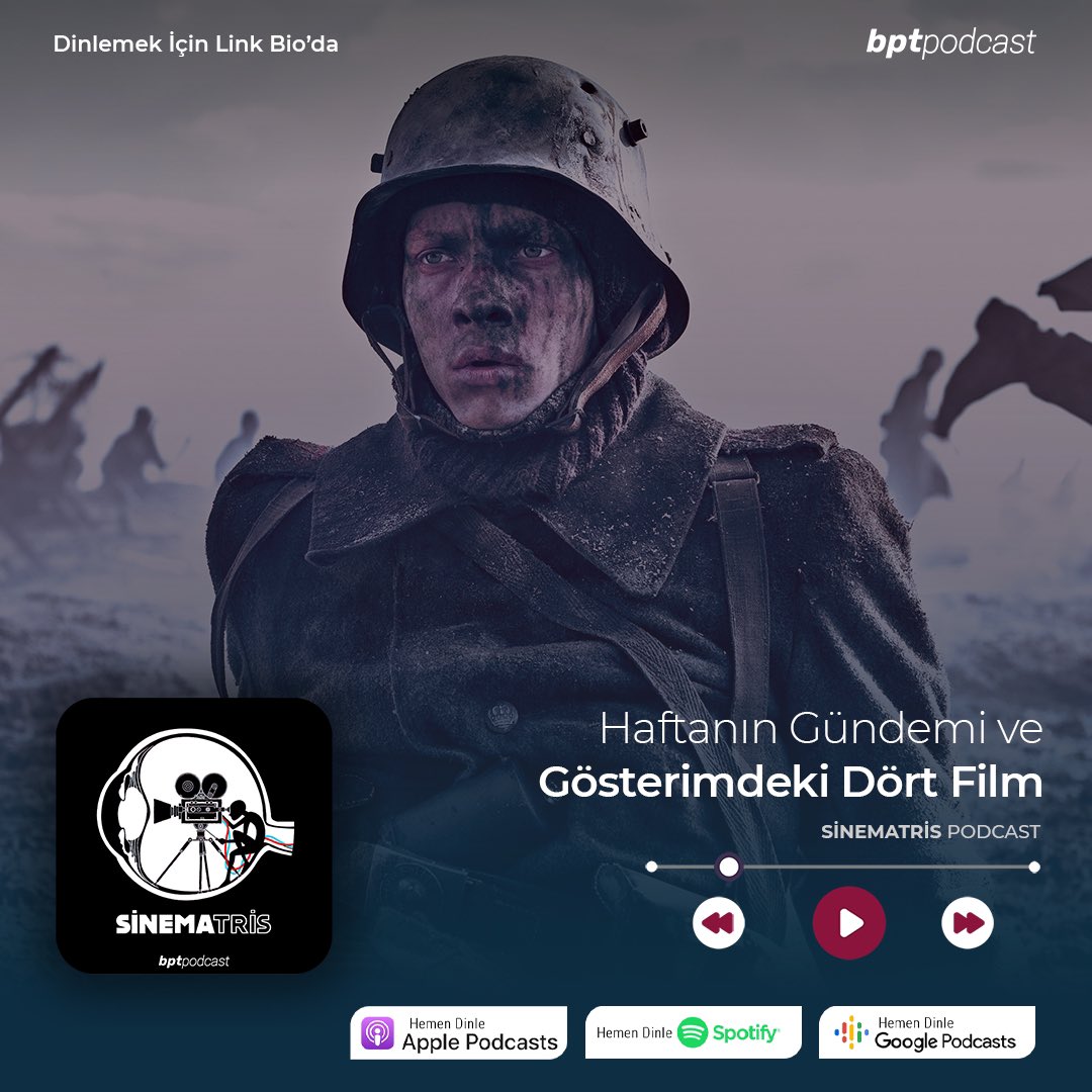 Sinematris'in bu bölümünde haftanın sinema gündemini yorumlayarak gösterimde olan The Pale Blue Eye, All Quiet on the Western Front, Troll, White Noise filmlerinden bahsettik. Bölümümüzü dinlemek için:

podcastbpt.com/sinematris