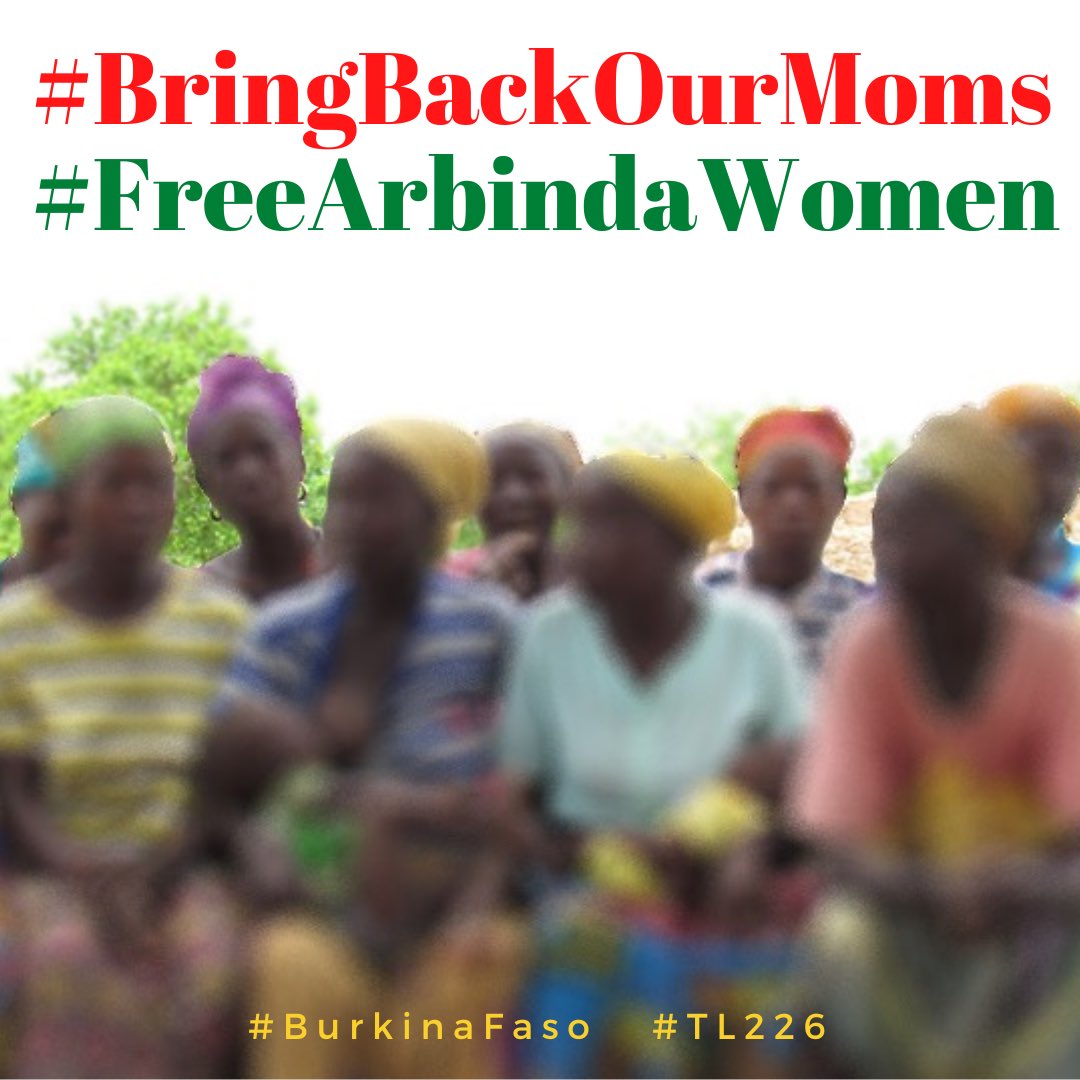 Bientôt une semaine qu’une cinquantaine de mères, de soeurs, d’épouses ont été enlevées à Arbinda, #BurkinaFaso. 
TOUS les efforts doivent être mis en oeuvre par les pouvoirs publics pour leur libération. TOUS. 
#BringBackOurMoms
#FreeArbindaWomen
#TL226 #Lwili