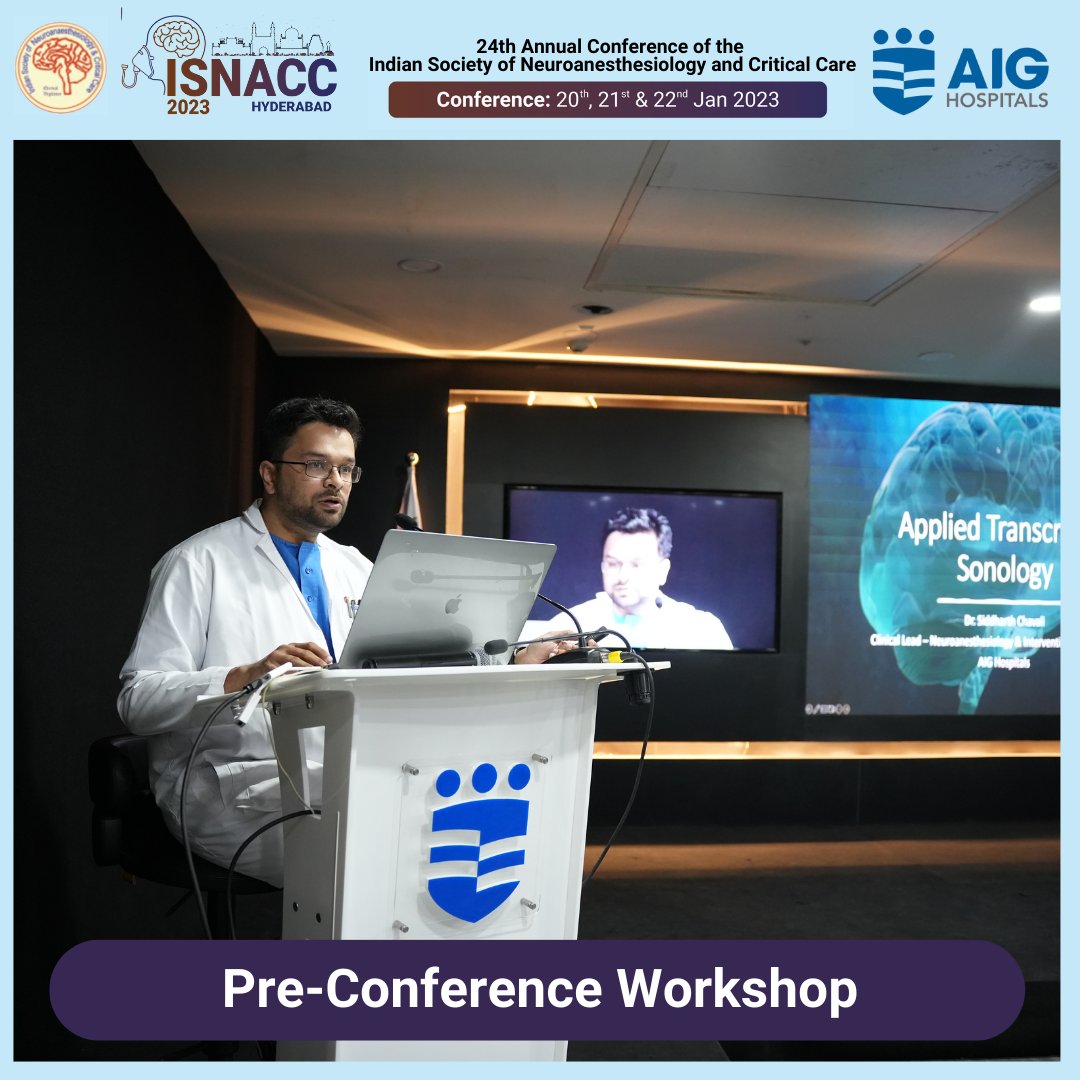 AIGHospitals's tweet photo. We are extremely proud to host the 24th Annual Conference of the Indian Society of Neuroanesthesiology and Critical Care ISNACC 2023. Today, we had over 75 delegates for the pre-conference #workshop including Hands-on training.
#AIGHospitals #AIGCares #ISNACC #CriticalCare https://t.co/VVx39ZR4Lw