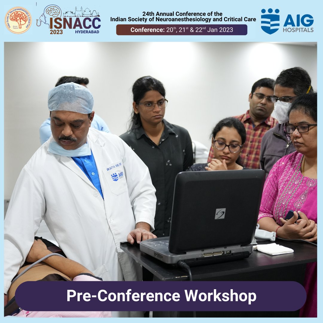 AIGHospitals's tweet photo. We are extremely proud to host the 24th Annual Conference of the Indian Society of Neuroanesthesiology and Critical Care ISNACC 2023. Today, we had over 75 delegates for the pre-conference #workshop including Hands-on training.
#AIGHospitals #AIGCares #ISNACC #CriticalCare https://t.co/VVx39ZR4Lw