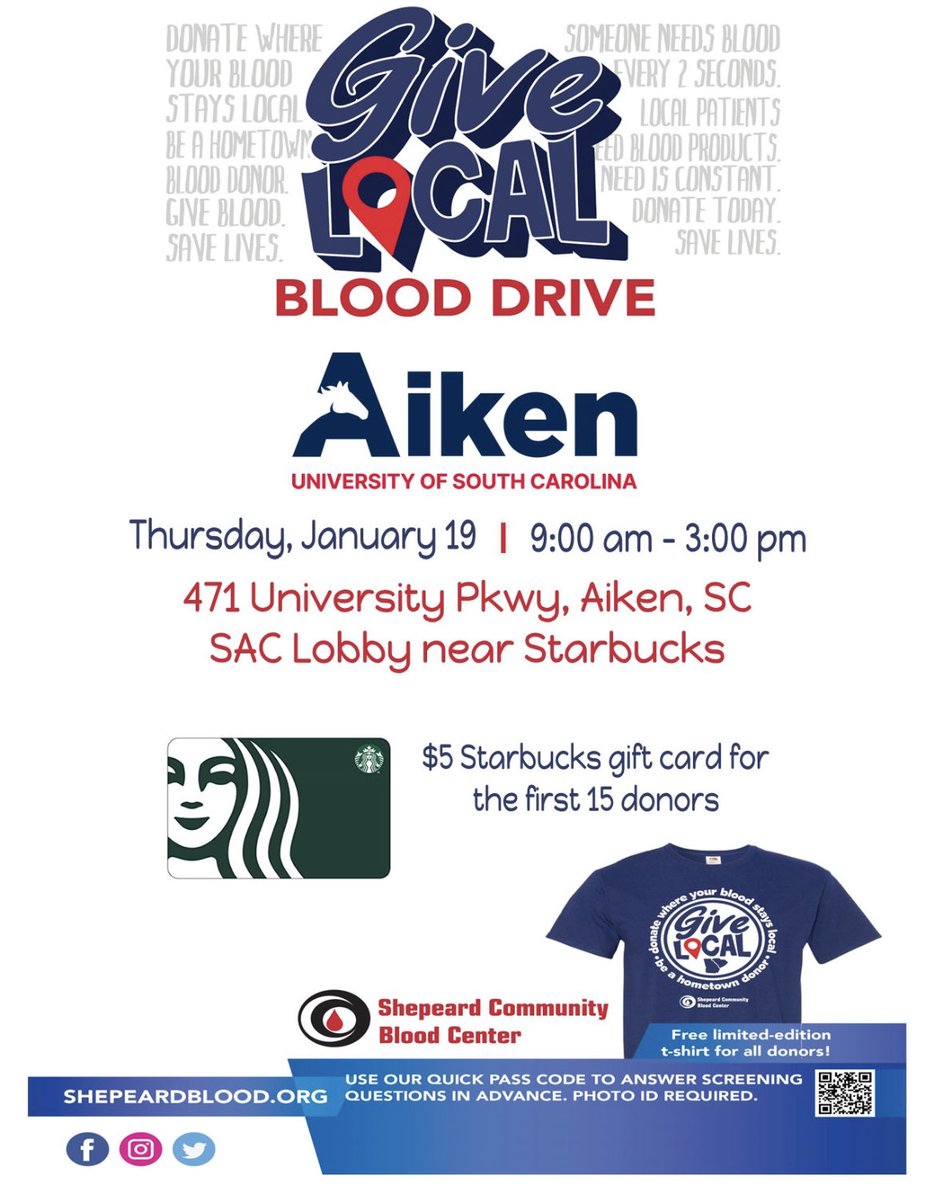 A_H_Hendrix's tweet photo. Thx to our friends @USCAGetInvolved, @VCSAofUSCA, & @shepeardblood for making today’s drive happen! Turn out @USCAiken & donate before 3 pm! #GiveBlood #SaveThreeLives #USCAiken #AikenSC https://t.co/wMWYIdvcIe