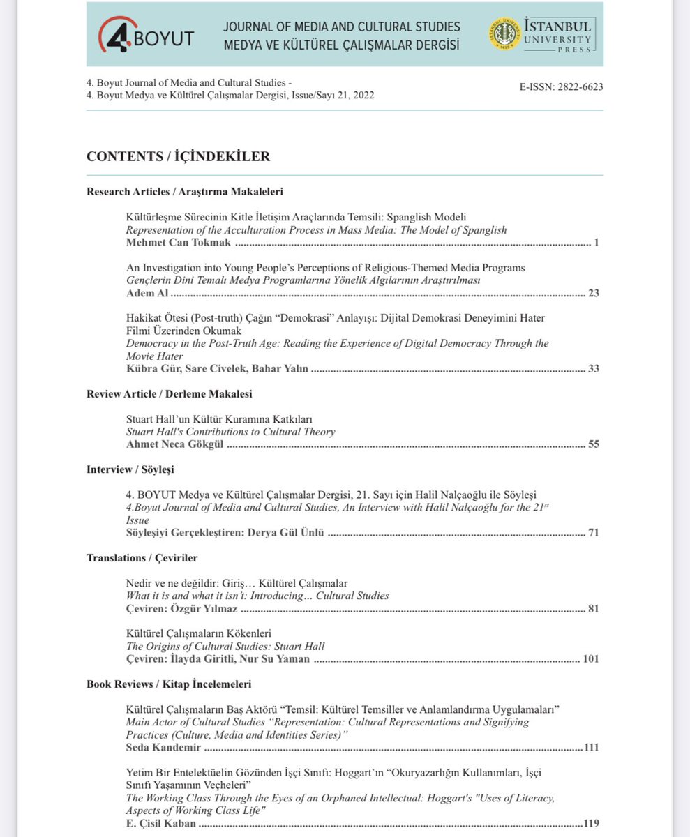 📌 Fakültemizin hakemli akademik dergilerinden “4. Boyut; Medya ve Kültürel Çalışmalar” dergisinin yeni sayısı yayınlandı.

Tüm yazarlarımızı tebrik ediyor, dergiye emek veren hocalarımıza teşekkür ediyoruz. 

iupress.istanbul.edu.tr/tr/journal/4bo…