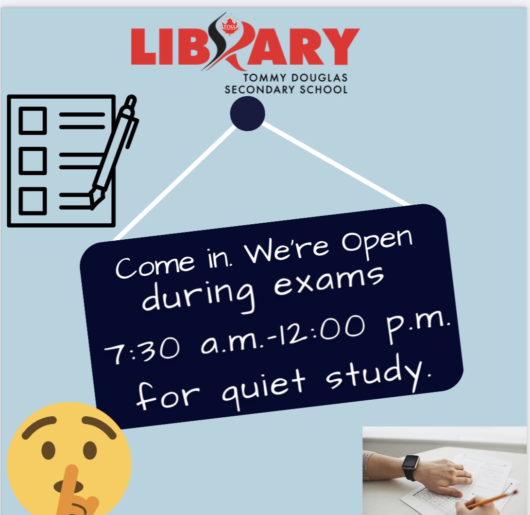 TDSS_Library's tweet image. The TDSS LLC will be open  every day during exams for quiet study.