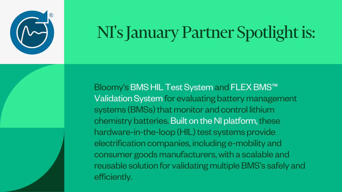 We're proud to announce our brand-new series, "NI's Partner Spotlight" where we'll highlight a partner that has reached a significant milestone. Today, join us in congratulating <a href="/BloomyControls/">Bloomy</a> for continuing to bring advancements to battery testing innovation. 👏