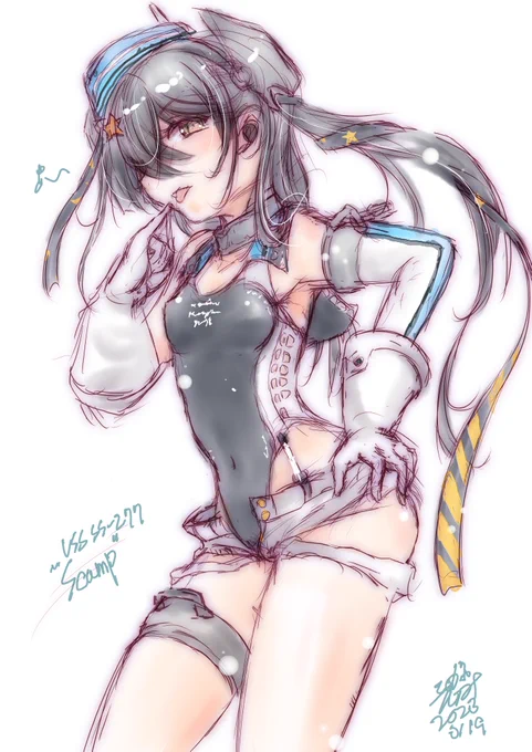 昨日描き掛け寝落ちしたスキャンプさん。#艦これ 