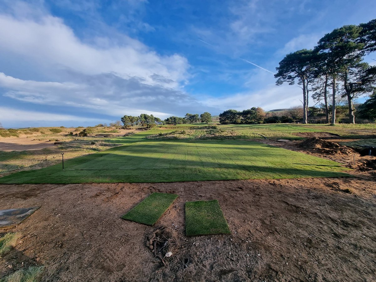 Team_Ganton's tweet image. Last big job of the year is now nearing completion. The Team are doing a great job as always in some very tricky weather conditions 🥶. Full reconstruction of the 17 red tee,  irrigation has been installed in-house and a new grass pathway added.