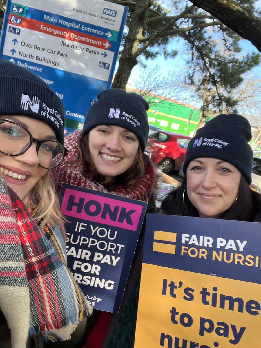 The picket line at <a href="/RCHTWeCare/">Royal Cornwall Hospitals NHS Trust</a> has been a wonderful place to be over the last 2 days. Fighting for patient safety, the real reason we all became nurses! #SafeStaffingSavesLives #FairPayforNursing #protectthenhs