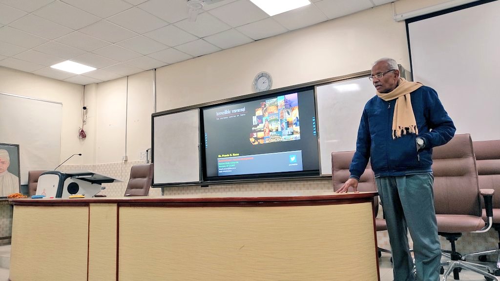 directoragbhu's tweet photo. Prof. M Verghese with students of University of Alberta (Augustana campus) visited Dept of Agricultural Economics,IAS,BHU. A lecture on sacred landscape of Varanasi was given by Dr PS Rana (@psranabhu) followed by interaction with MABM students and teachers. https://t.co/jsriehSMgQ