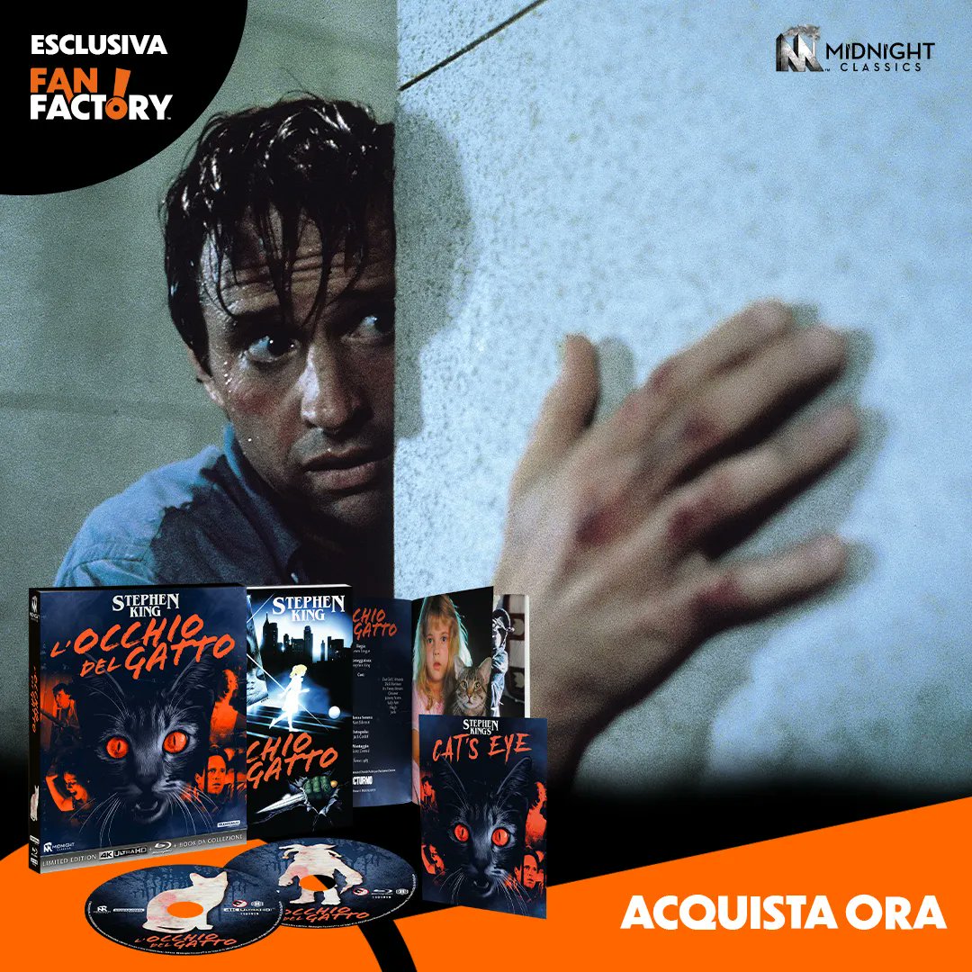 00factory's tweet image. Cult antologico prodotto da Dino De Laurentiis e firmato dal Re Del Terrore #StephenKing, #LOcchioDelGatto vi aspetta SOLO su #FanFactoryShop in edizione #MidnightClassics in versione remastered in 4K UHD + Blu-ray con booklet e card da collezione ➡️ bit.ly/LOcchioDelGatt…