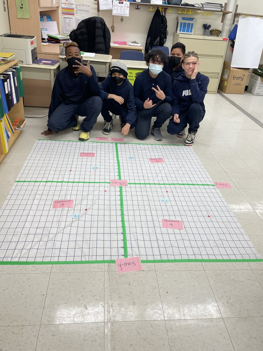 Recycling a shower curtain to create a life size coordinate plane for some hands on learning today in Ms. Mattei’s class! Plotting points on a coordinate plane! Well done 🙌🏻🙌🏻🙌🏻 #makinglearningfun @vince_stellato @mariarizzo @TCDSB @campbes03