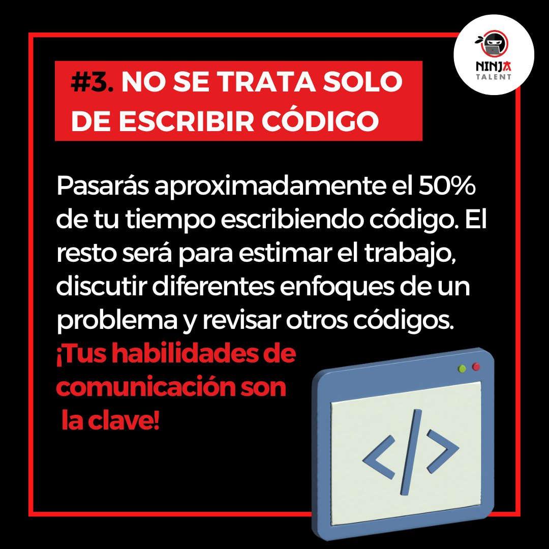 NinjaTalent_'s tweet image. 4 cosas que deberías saber antes de tu primer trabajo como #developer! ✨ 

Descubre más contenido para devs en nuestro blog ➡ ninjatalent.net/blog-ninja-tal…

#dev #desarrollador #desarrolladorjunior #frontend #backend #frontendjunior #backendjunior #juniordeveloper